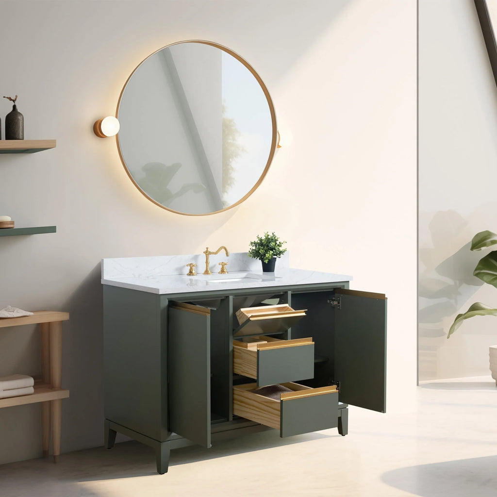 Mobile da Bagno Vanity Art con Lavabo in Ceramica e Top in Marmo Ricomposto