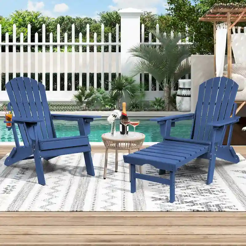 Sedia Adirondack Pieghevole e Regolabile Vrakae con Pouf