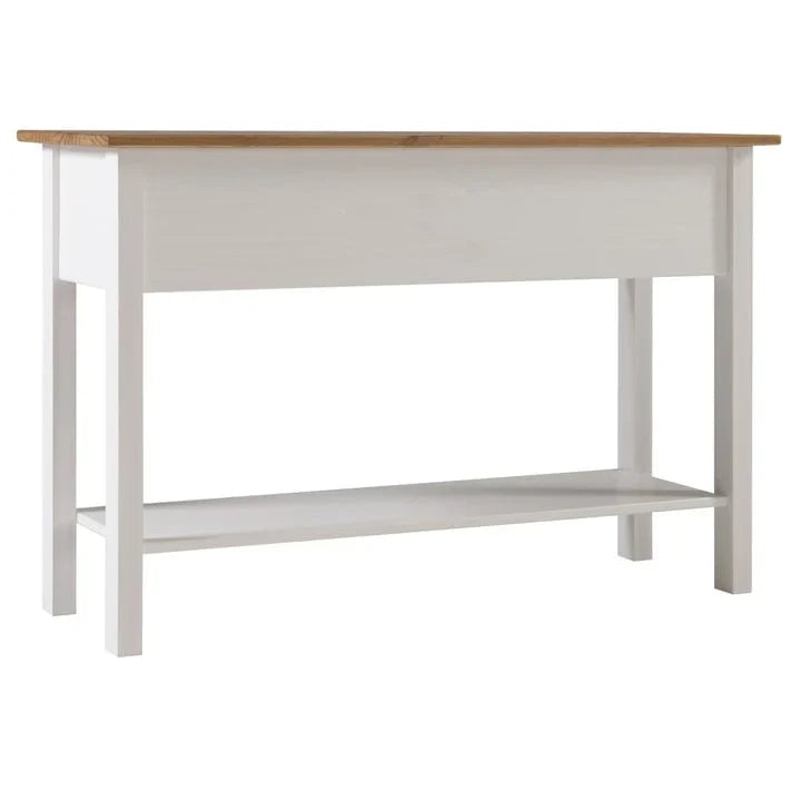 Tavolo Consolle Rustico in Pino Massiccio per Ingresso, Bianco Decapato / Marrone Antico / Grigio Decapato / Non Verniciato, 3 Cassetti