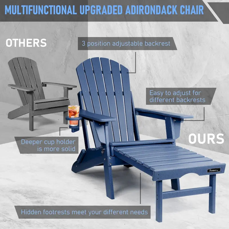 Sedia Adirondack Pieghevole e Regolabile Vrakae con Pouf