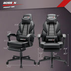 Sedia da gaming BOSSIN Racing Style, sedia da gamer per persone robuste fino a 136 kg, sedia da computer con schienale alto