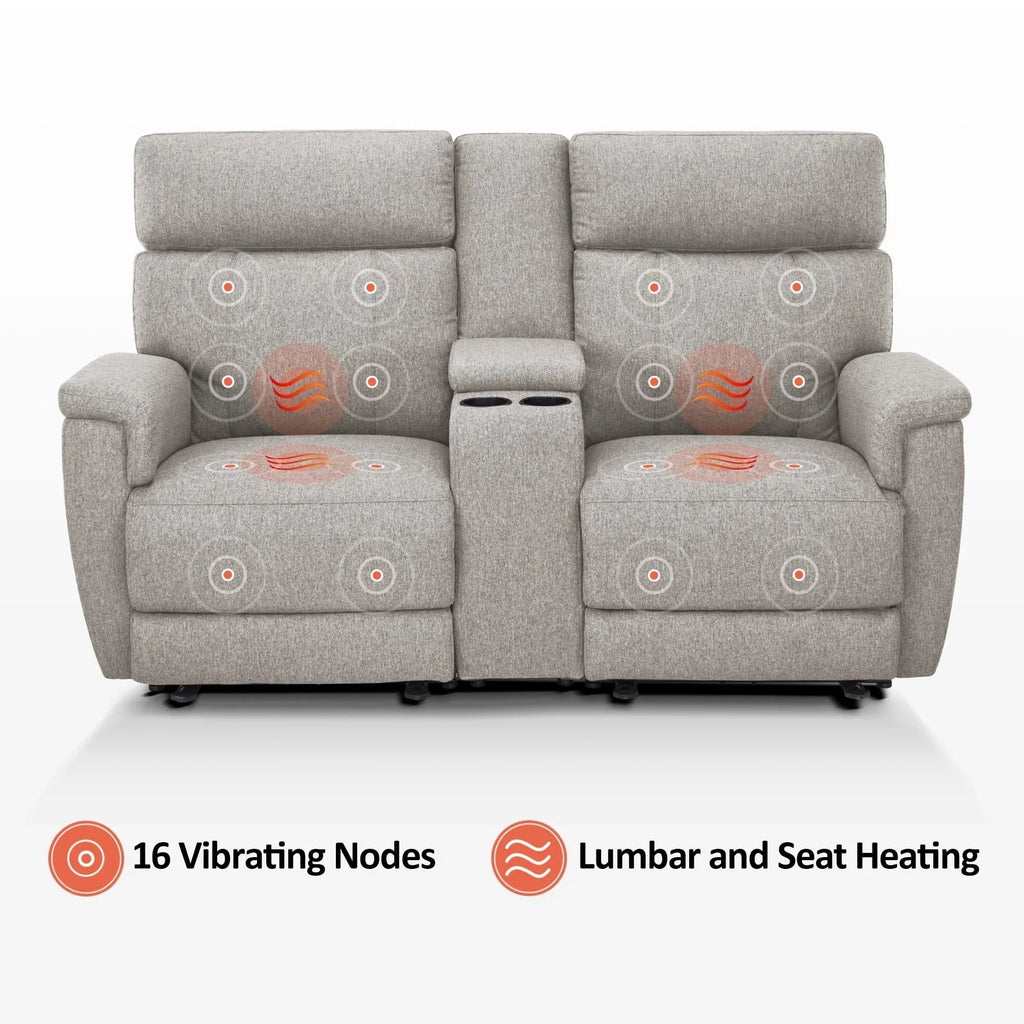 MCombo 60.2 Power Loveseat Recliner Sofa with Massage and Dual Heating, Adjustable Headrest, USB & Type C Port, Fabric