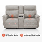 MCombo 60.2 Power Loveseat Recliner Sofa with Massage and Dual Heating, Adjustable Headrest, USB & Type C Port, Fabric