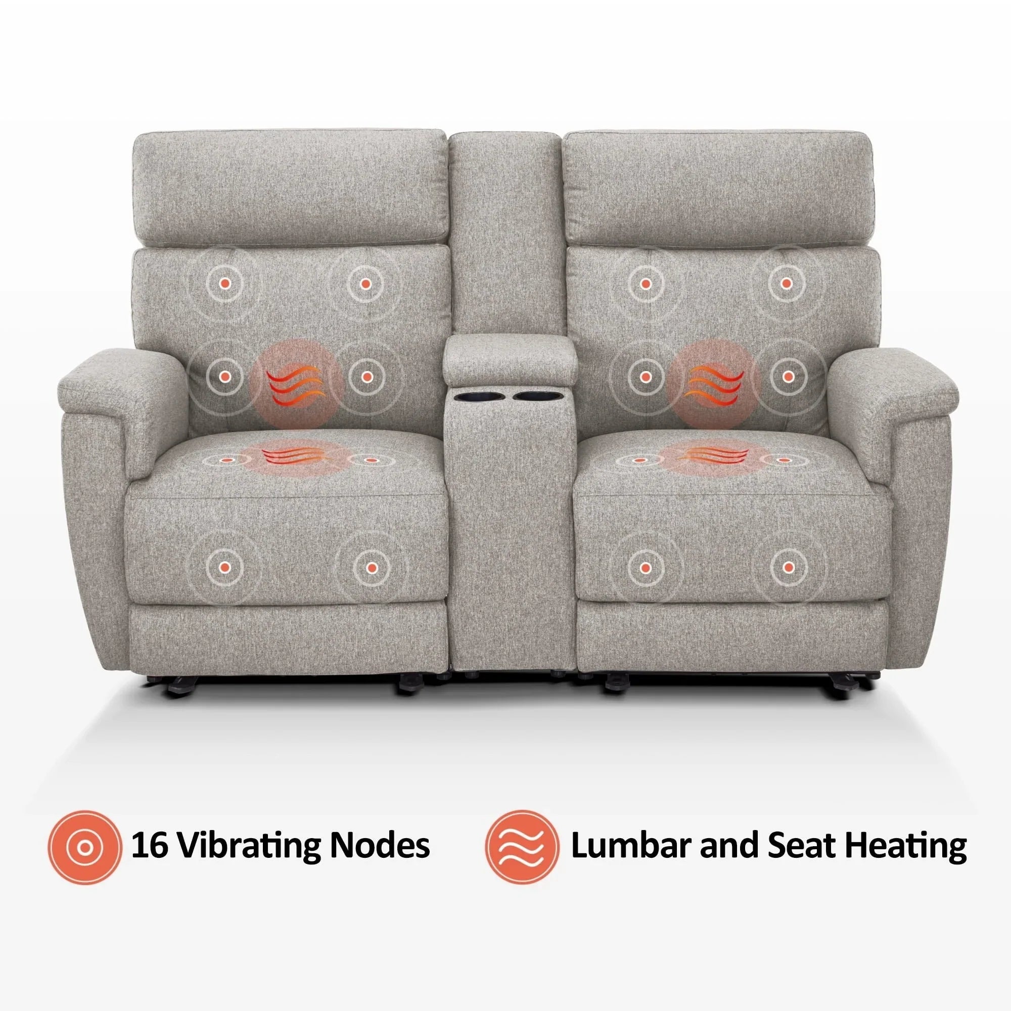 MCombo 60.2 Power Loveseat Recliner Sofa with Massage and Dual Heating, Adjustable Headrest, USB & Type C Port, Fabric