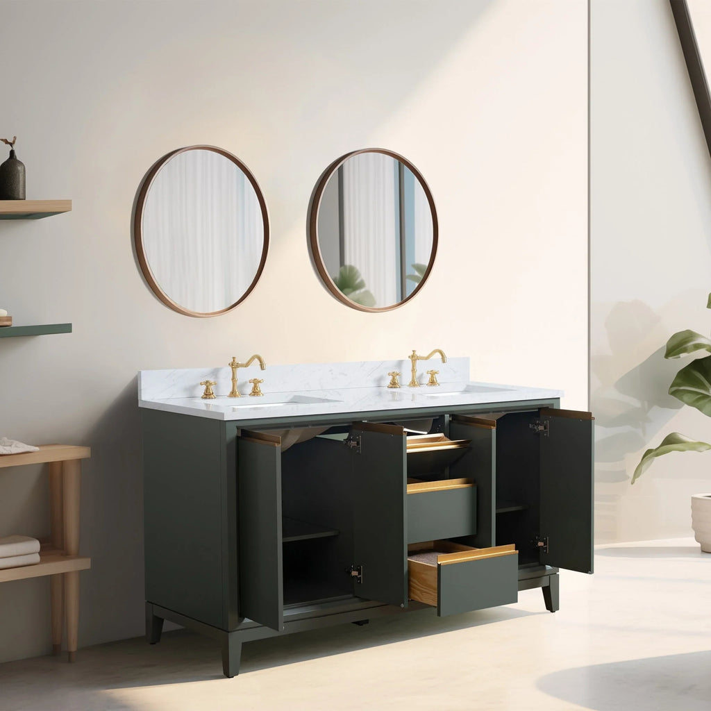 Mobile da Bagno Vanity Art con Lavabo in Ceramica e Top in Marmo Ricomposto