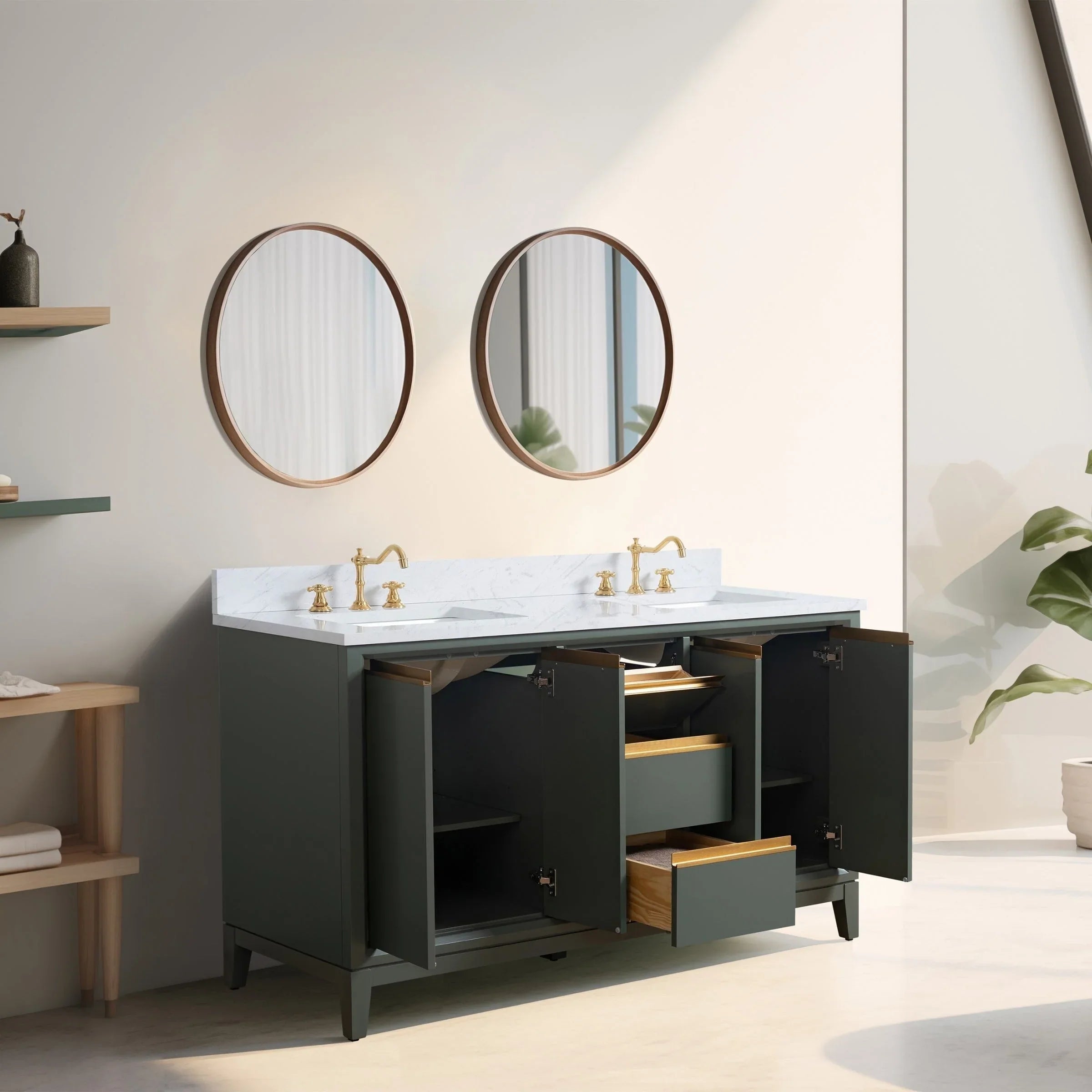 Mobile da Bagno Vanity Art con Lavabo in Ceramica e Top in Marmo Ricomposto