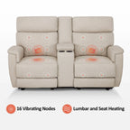 MCombo 60.2 Power Loveseat Recliner Sofa with Massage and Dual Heating, Adjustable Headrest, USB & Type C Port, Fabric