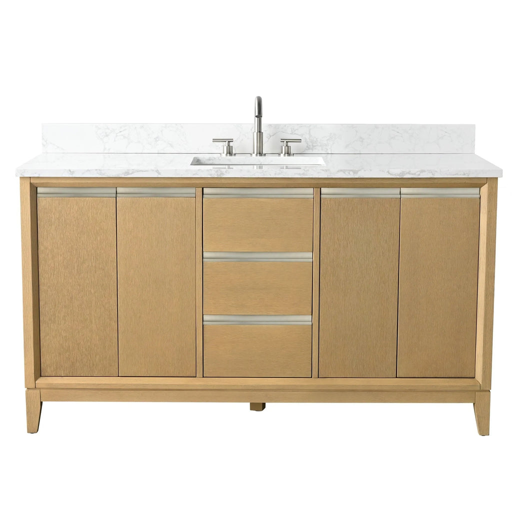 Mobile da Bagno Vanity Art con Lavabo in Ceramica e Top in Marmo Ricomposto