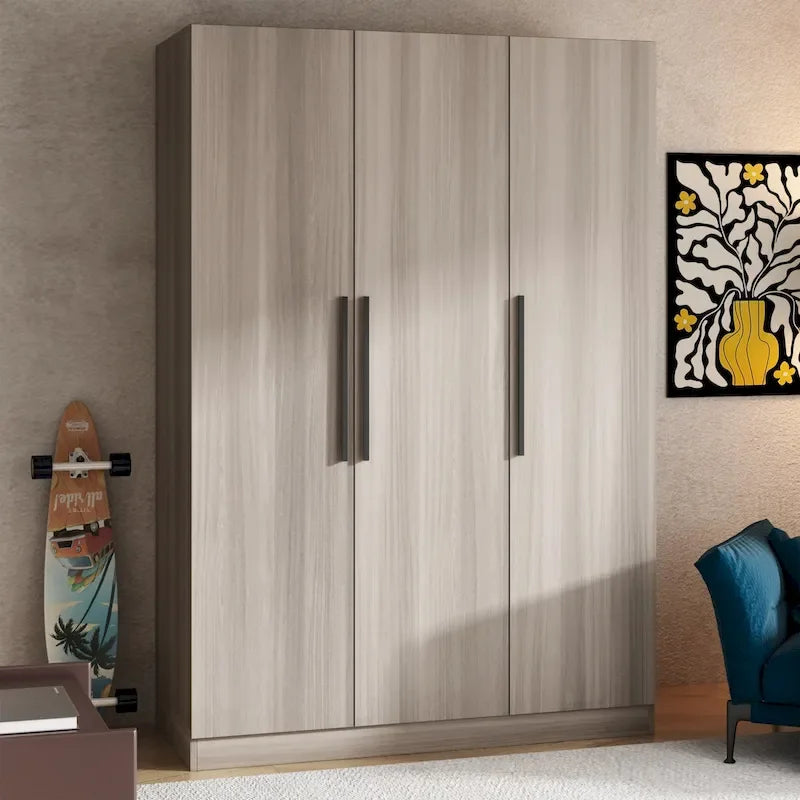 Guardaroba Armadio Mobile in Legno con 6 Cubi Contenitori e Asta Appendiabiti