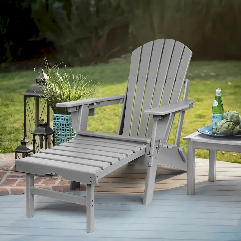 Sedia Adirondack Pieghevole e Regolabile Vrakae con Pouf