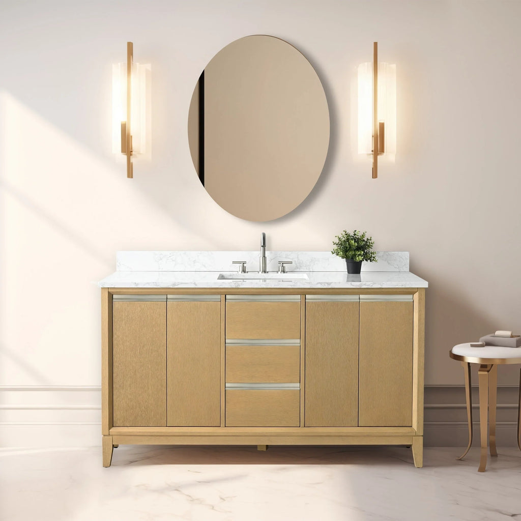 Mobile da Bagno Vanity Art con Lavabo in Ceramica e Top in Marmo Ricomposto
