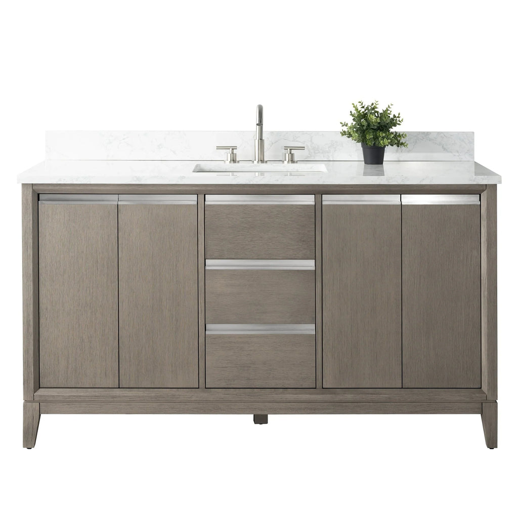 Mobile da Bagno Vanity Art con Lavabo in Ceramica e Top in Marmo Ricomposto