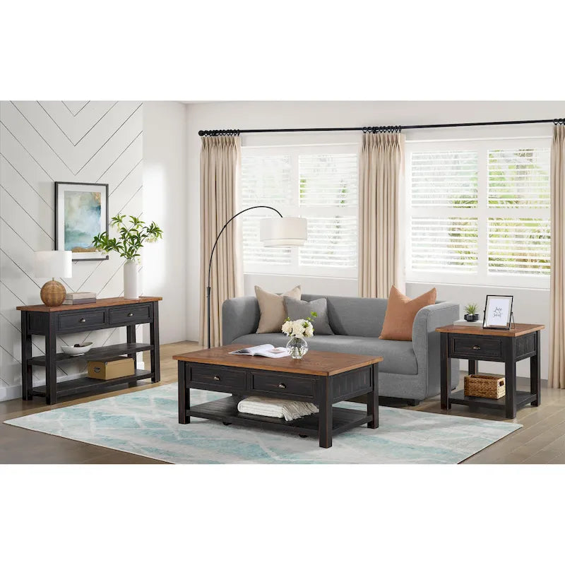 The Gray Barn Downington Consolle da Divano in Legno Massello a 2 Cassetti