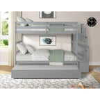 Letti a Castello Gemelli con Letto Estraibile e Scala con Contenitore Colore Grigio