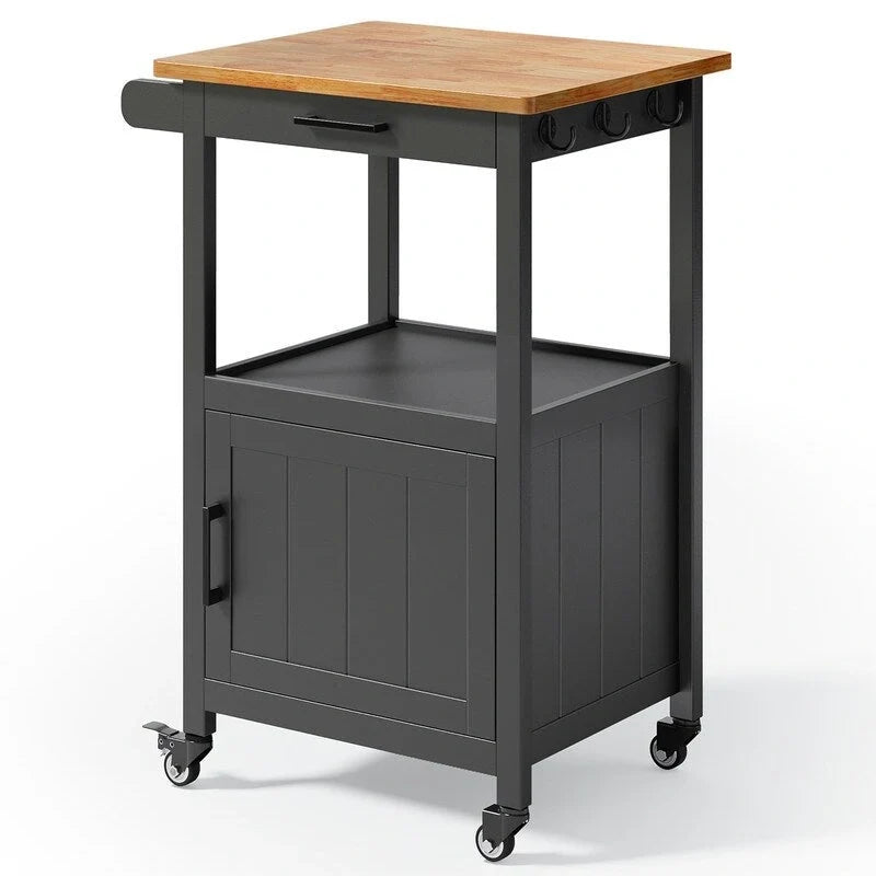 Carrello da Cucina in Legno con Cassetti