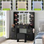 Toeletta con prese incorporate e specchio illuminato, 55,1A x 43,3L x 15,74P