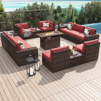Set di mobili da giardino da 13 pezzi con tavolo braciere da 44 pollici