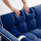 Divano letto trasformabile a 2 posti in velluto da 140 cm con letto estraibile, reclinabile, tasche laterali e supporto per telefono