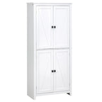 HOMCOM 72 Freestanding 4-Door Kitchen Pantry, Storage Cabinet Organizer with 4-Tiers, and Adjustable Shelves, White