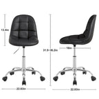 Javlergo Armless Home Office Chair, Height Adjustable Computer Desk Chair with Wheels