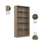 Libreria a 5 ripiani alta universale di Bush Furniture