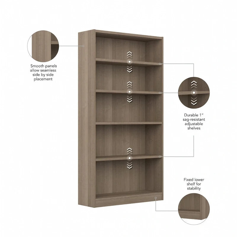 Libreria a 5 ripiani alta universale di Bush Furniture