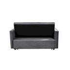 Divanetto Futon Moderno in Velluto con Schienale Reclinabile e Tasche, 2 Posti - Grigio Scuro / Grigio Chiaro / Blu / Nero