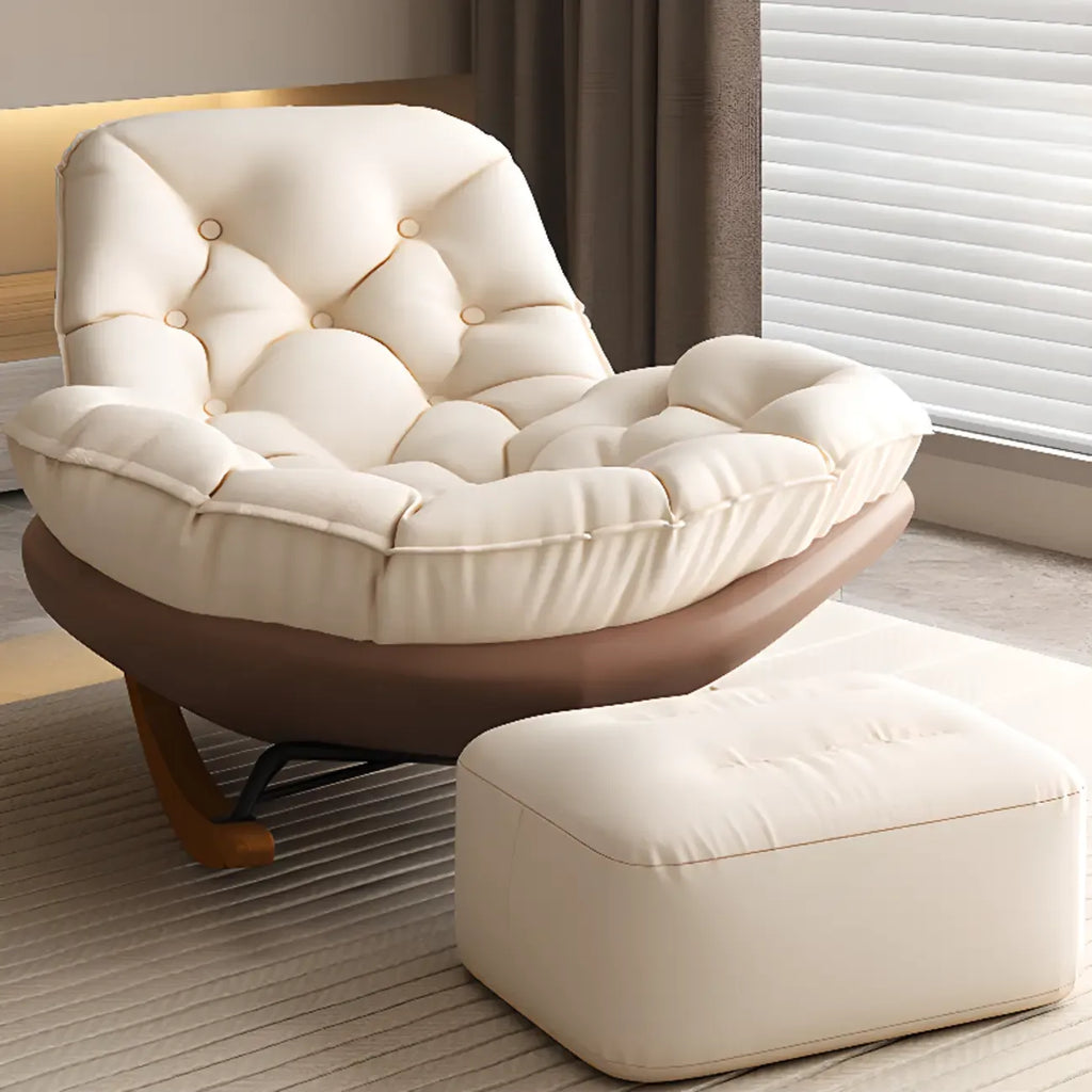Sedia a dondolo scandinava imbottita con pouf opzionale