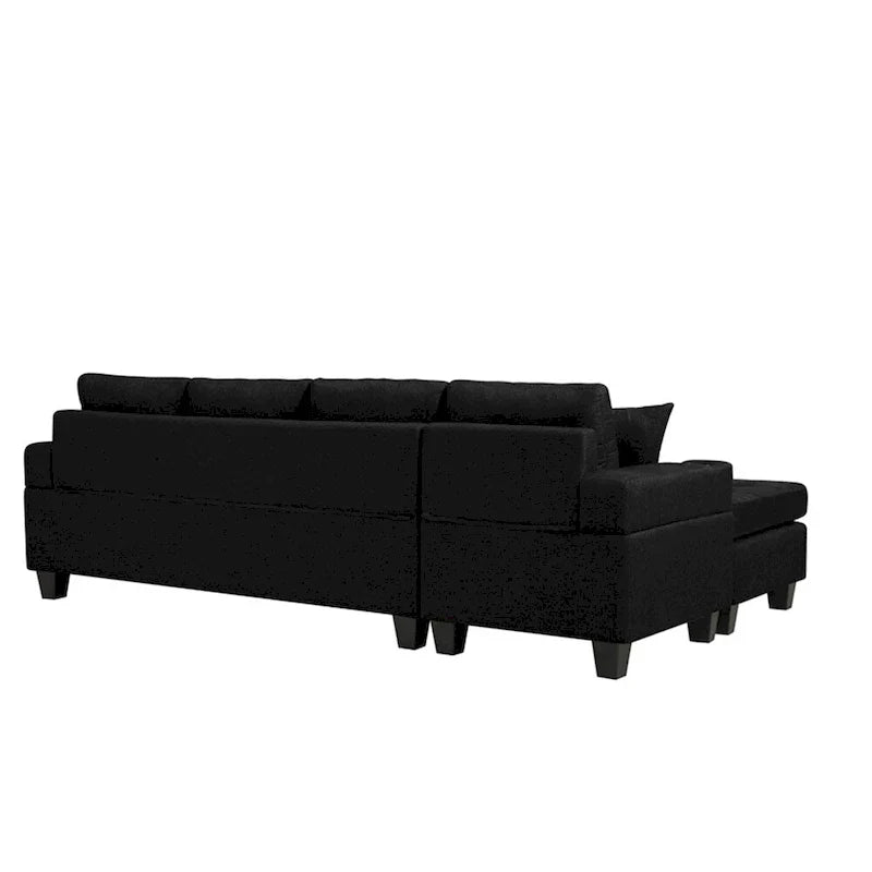 Divano componibile da soggiorno con chaise longue a L e portabicchieri