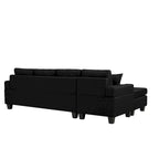 Divano componibile da soggiorno con chaise longue a L e portabicchieri