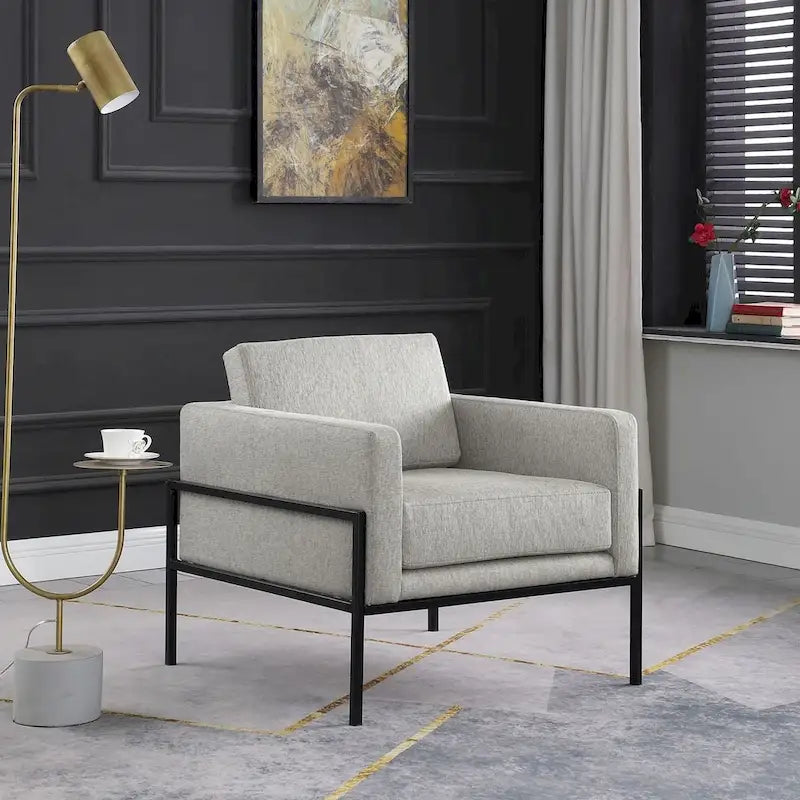 HomePop Modern Upholstered Club Chair w/Metal Frame