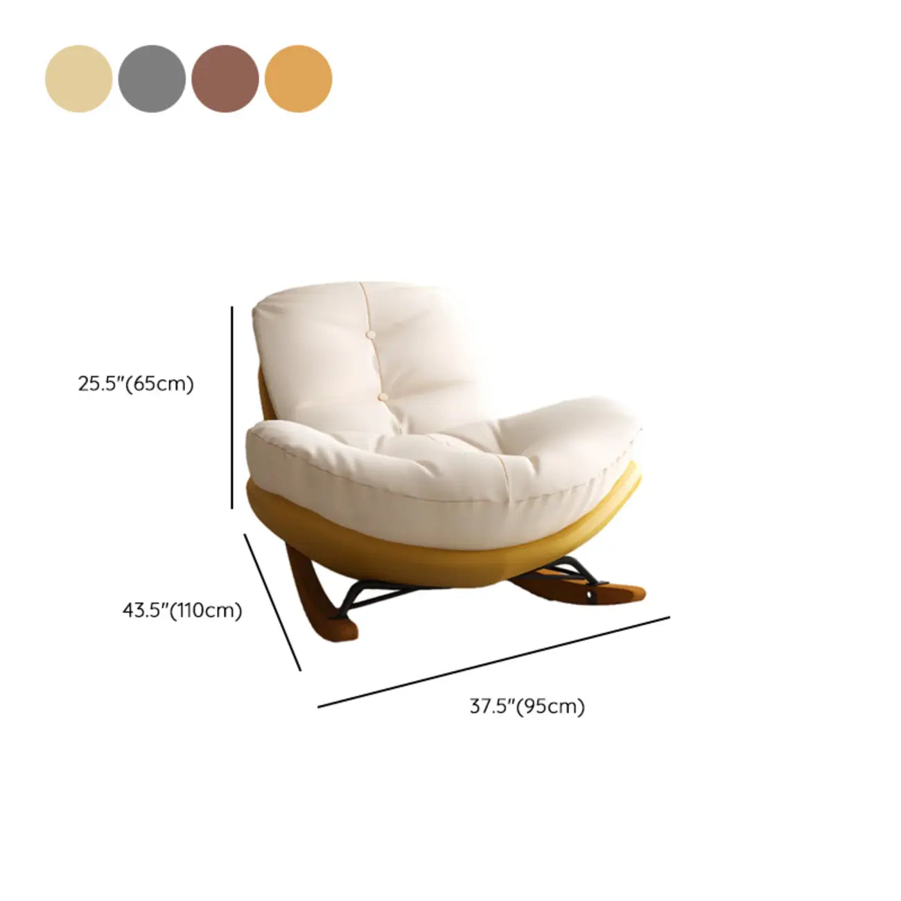 Sedia a dondolo scandinava imbottita con pouf opzionale