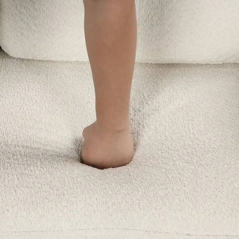 Divano componibile con letto estraibile e pouf contenitore, divano letto convertibile per soggiorno