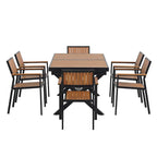 Set da pranzo all'aperto di 7 pezzi con tavolo allungabile e 6 sedie con braccioli