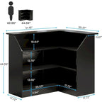 L-Shaped Bar Cabinet with Stemware Racks for Home Pub