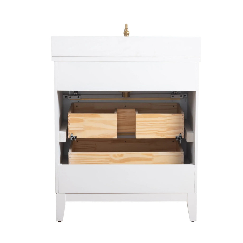 Mobile da Bagno Vanity Art con Lavabo in Ceramica e Top in Marmo Ricomposto