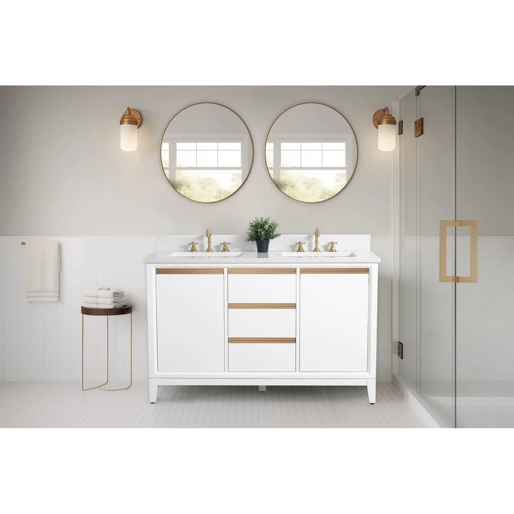 Mobile da Bagno Vanity Art con Lavabo in Ceramica e Top in Marmo Ricomposto