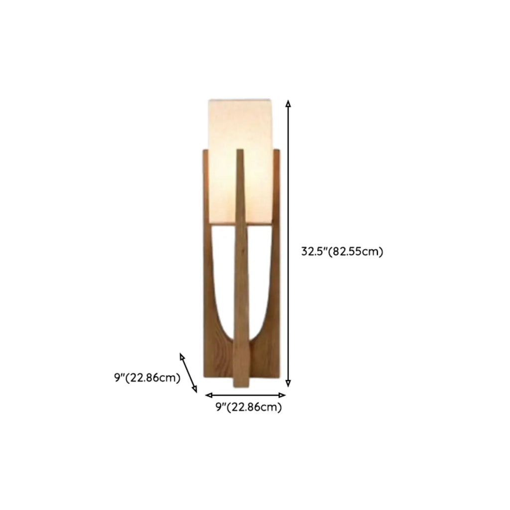 Lampade da terra a LED vintage in legno con paralume in tessuto