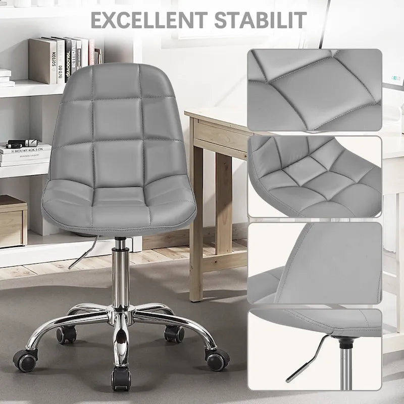 Javlergo Armless Home Office Chair, Height Adjustable Computer Desk Chair with Wheels