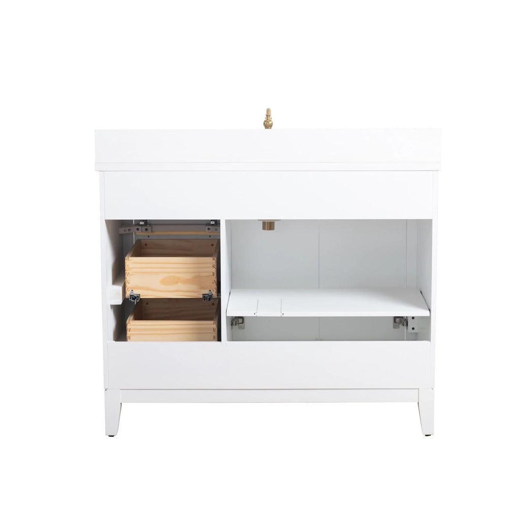Mobile da Bagno Vanity Art con Lavabo in Ceramica e Top in Marmo Ricomposto