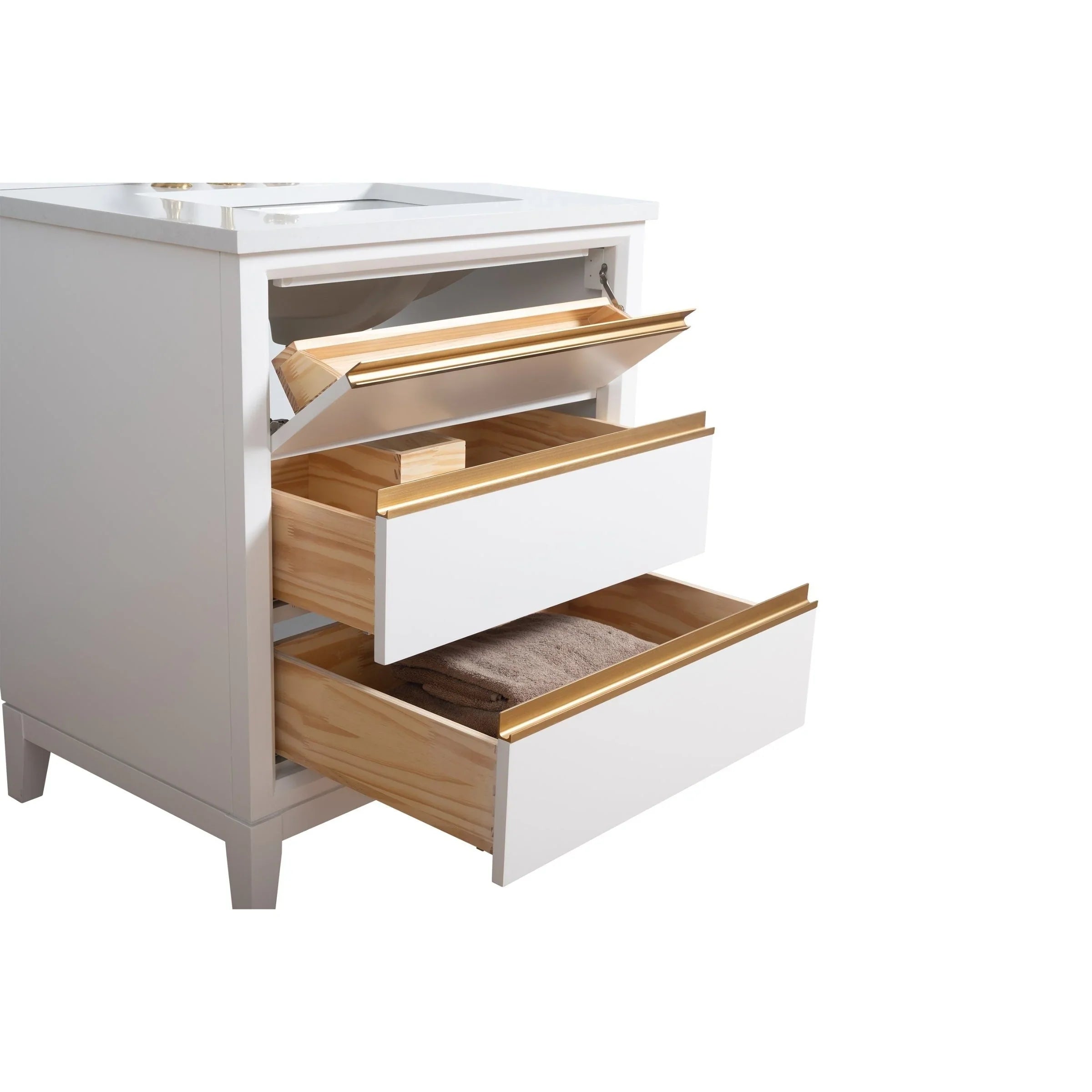Mobile da Bagno Vanity Art con Lavabo in Ceramica e Top in Marmo Ricomposto