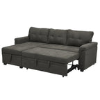 Divano componibile convertibile reversibile con letto estraibile, chaise longue con contenitore nascosto e gambe durevoli