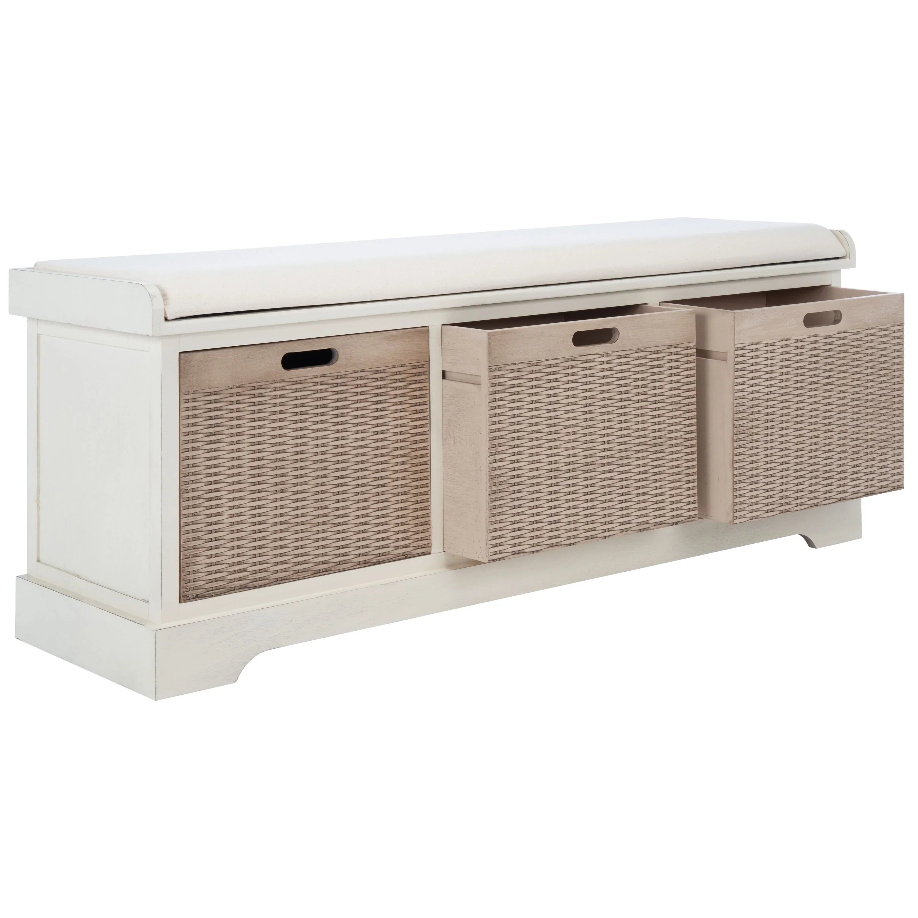 SAFAVIEH Fiorello Panca Contenitore a 3 Cassetti con Cuscino - 47,3 L x 15 P x 19 A - 47Lx15Px19A