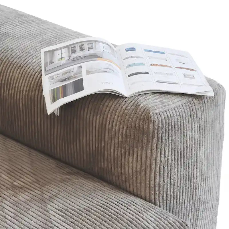 Large Modular Sectional Sofa Corduroy Upholstery U-Shaped 4 Seater with 2 Ottoman and 5 Pillows