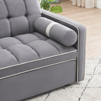 Divano letto trasformabile a 2 posti in velluto da 140 cm con letto estraibile, reclinabile, tasche laterali e supporto per telefono