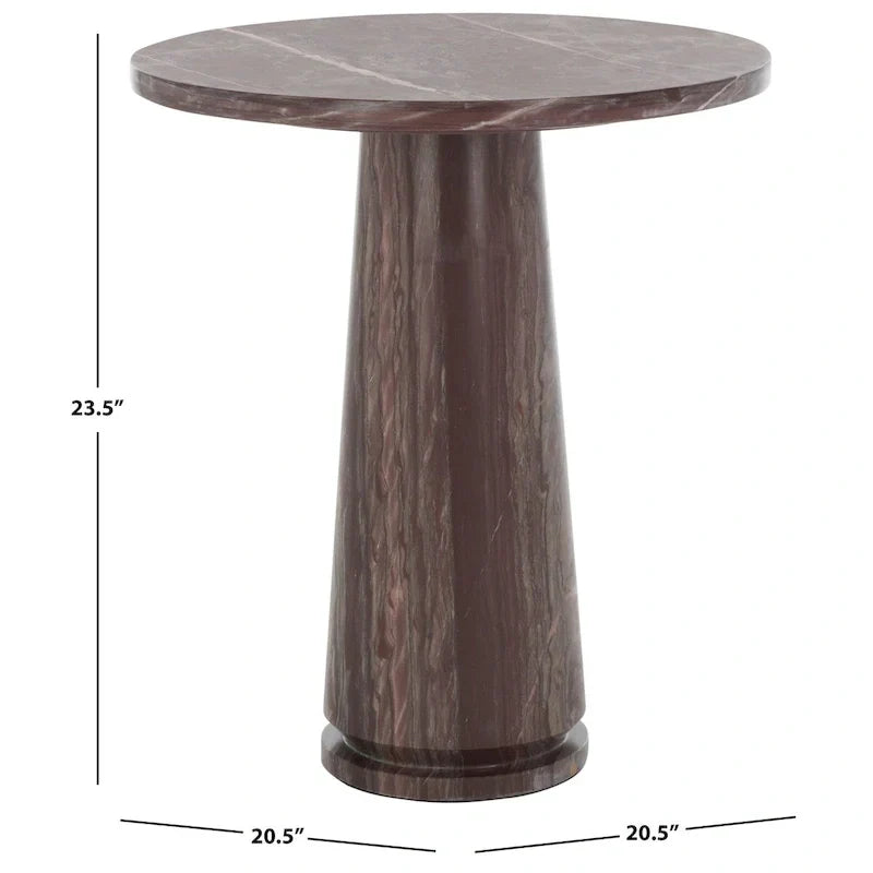 Tavolino d'appoggio rotondo alto in marmo Ghicu di SAFAVIEH Couture - 55,8 cm L x 53,3 cm P x 61 cm A - 53,3x53,3x61 cm
