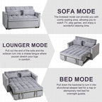 Divanetto Futon Moderno in Velluto con Schienale Reclinabile e Tasche, 2 Posti - Grigio Scuro / Grigio Chiaro / Blu / Nero