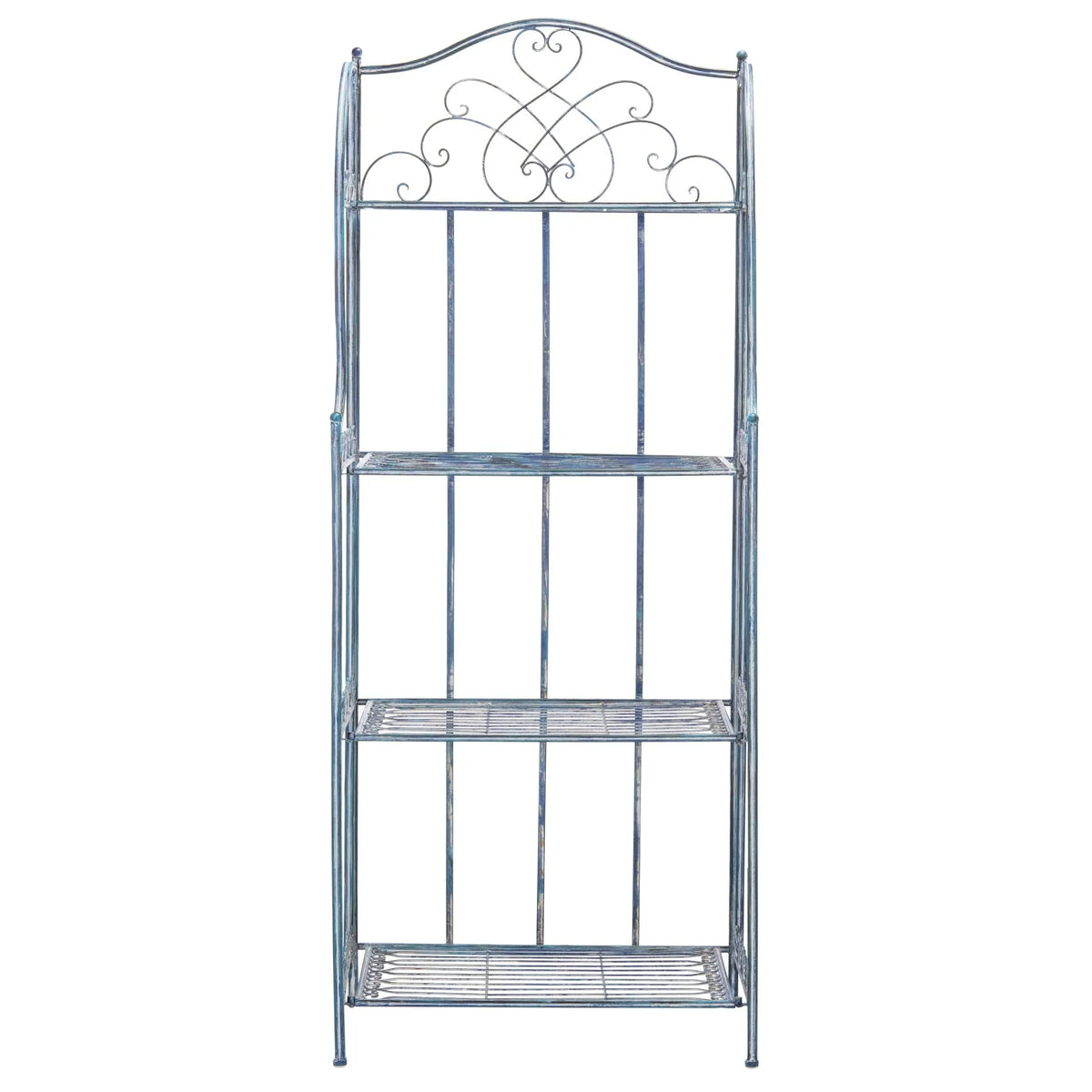 SAFAVIEH Bryn Scaffale da panettiere da esterno a 4 ripiani in ferro battuto vittoriano - 25 pollici L x 15 pollici P x 63 pollici H - 25 L x 15 P x 63 H