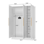 Guardaroba Armadio Mobile in Legno con 6 Cubi Contenitori e Asta Appendiabiti