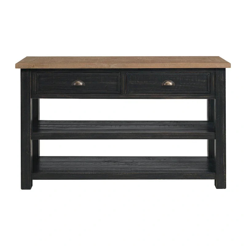The Gray Barn Downington Consolle da Divano in Legno Massello a 2 Cassetti